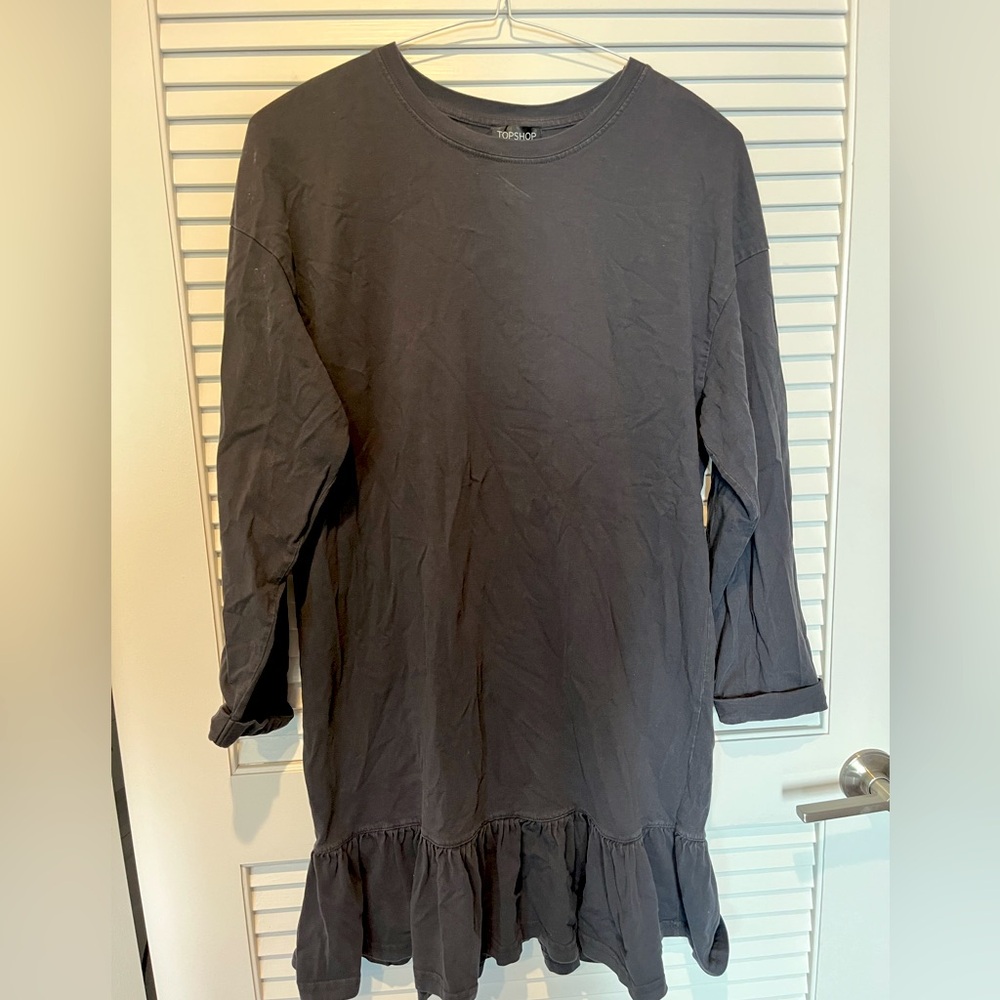 Topshop Black Ruffle Hem Dress